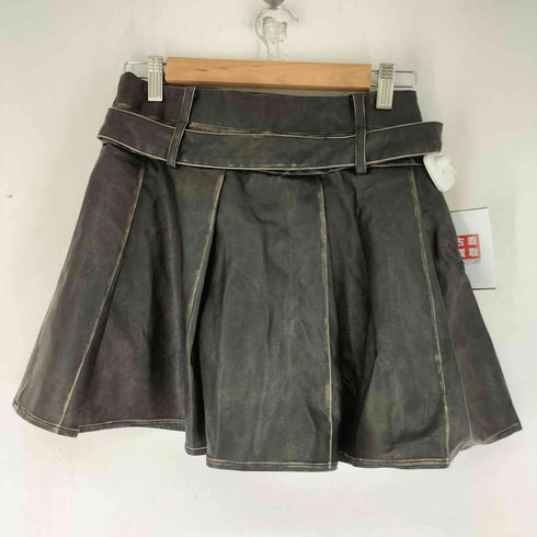 DIDDI MODA ベルト付き フェイクレザー プリーツ ミニスカパン レディース JPN:M