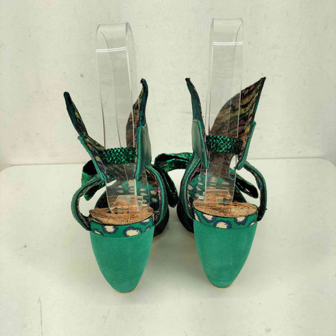 Irregular Choice メタリックグリーン リボンモチーフ ハイヒール レディース JPN:38