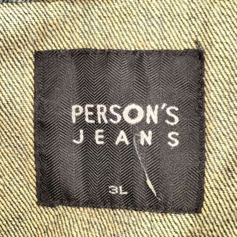 PERSONS JEANS フェイクレザー切替 デニムベスト メンズ 3L