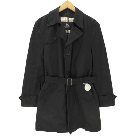 バーバリーブラックレーベル BURBERRY BLACK LABEL 裏地ノバチェック ライナー付き ガンフラップ付き ブラック バルマカーン ステンカラー コート メンズ import:M