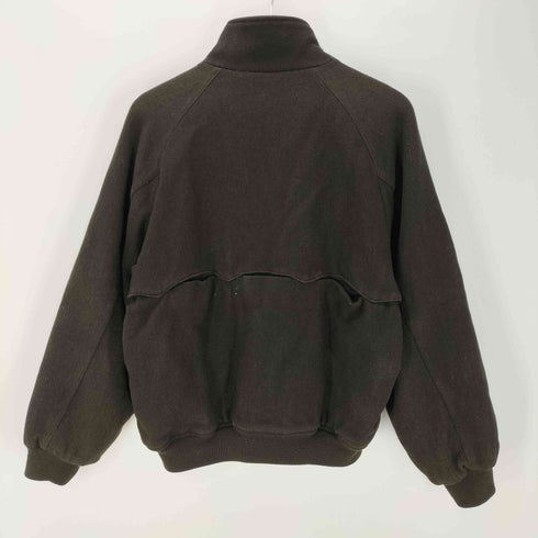 80-90S OLD 裏地ストライプ キルティング 襟裏レザー ウール ハリントン ジャケット スウィングトップ ブルゾン メンズ