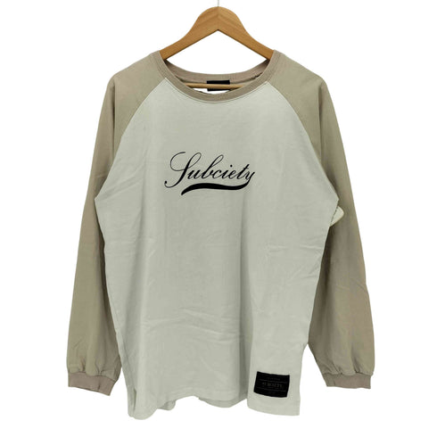 サブサエティ Subciety 筆記体ロゴ ラグランスリーブ クルーネック L/S Tシャツ メンズ JPN:L