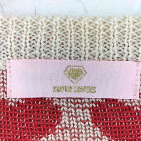 SUPER LOVER ニットカーディガン ハート柄 レディース M