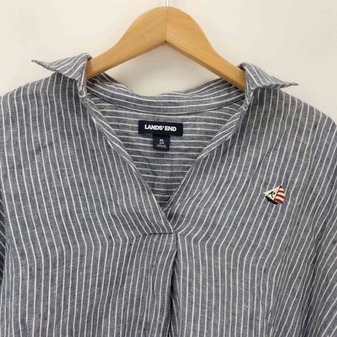 ランズエンド LANDS END 刺繍 ストライプスキッパーシャツ レディース XL