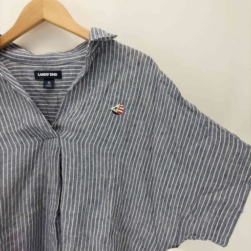 ランズエンド LANDS END 刺繍 ストライプスキッパーシャツ レディース XL