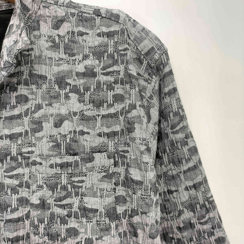 ニコル NICOLE Selection シワ加工 織りデザイン 開襟 バンドカラー L/S シャツ メンズ JPN:50