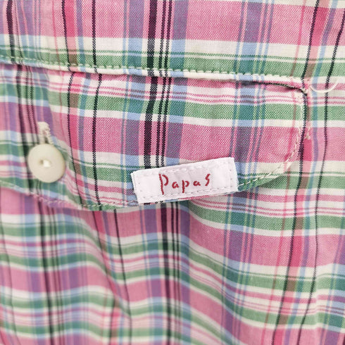 パパス papas フラップポケット マドラスチェック L/S シャツ メンズ JPN:L