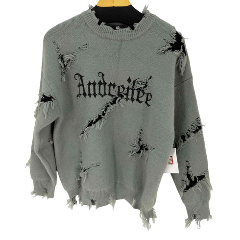 ANDREILEE レター ダメージ ニットセーター メンズ import:S