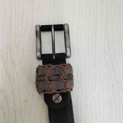 サンタフェ santa fe 編み込み レザー 切り替え ベルト メンズ