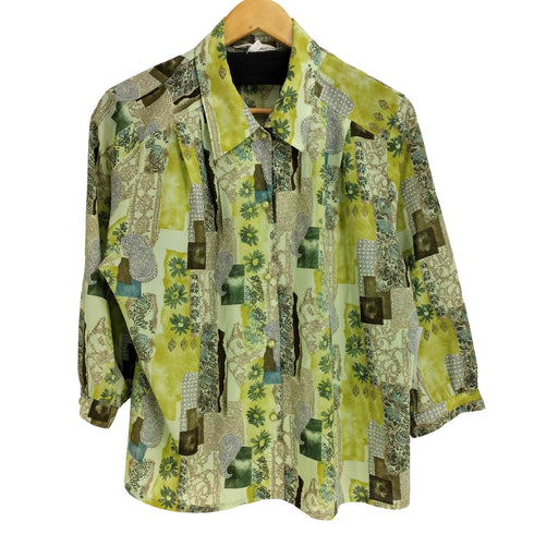 HILL OF WIND 幾何学模様 総柄シャツ レディース JPN:11号