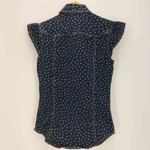 レッドヴァレンティノ RED VALENTINO ドット スナップボタン フリルスリーブ カーブデザイン デニムベスト レディース EUR:38
