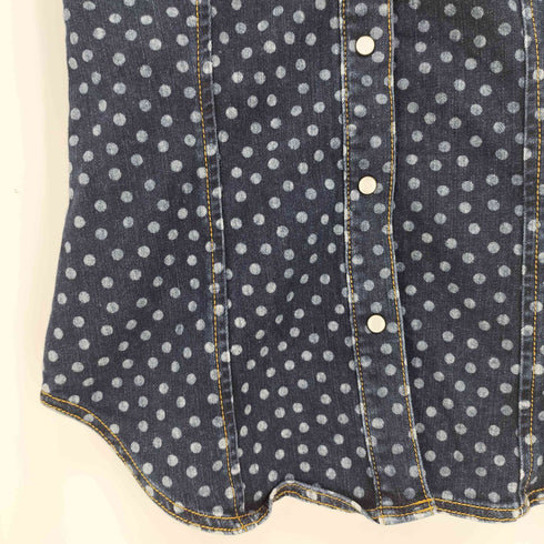 レッドヴァレンティノ RED VALENTINO ドット スナップボタン フリルスリーブ カーブデザイン デニムベスト レディース EUR:38