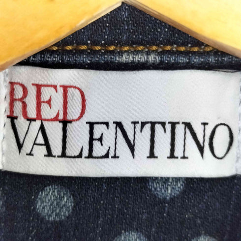 レッドヴァレンティノ RED VALENTINO ドット スナップボタン フリルスリーブ カーブデザイン デニムベスト レディース EUR:38