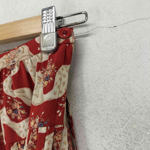 ピンクハウス PINK HOUSE 総柄 リボン プリーツ ロングスカート レディース