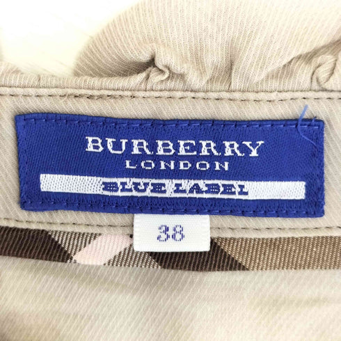 バーバリーブルーレーベル BURBERRY BLUE LABEL ロゴ刺繍 フリルカラー パフスリーブ 半袖 ブラウス レディース EUR:38