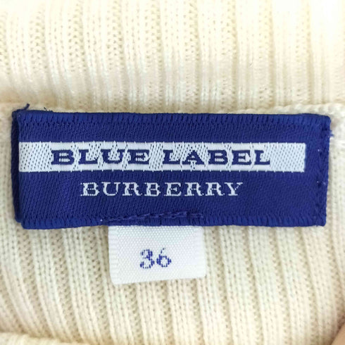 バーバリーブルーレーベル BURBERRY BLUE LABEL ロゴ刺繍 ノバチェックスカートドッキング タートルネック ニット チュニック ワンピース レディース 36