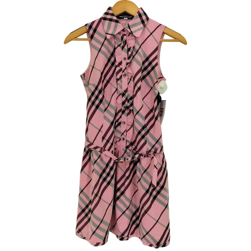 バーバリーブルーレーベル BURBERRY BLUE LABEL ノバチェック フリル ベルト付き チュニック ノースリーブ シャツ ワンピース レディース 36