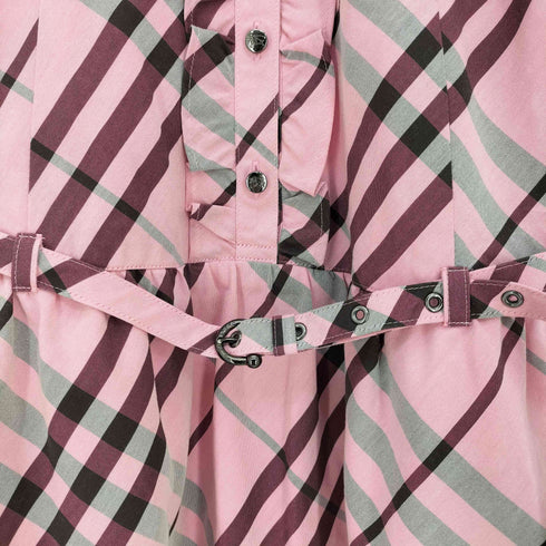 バーバリーブルーレーベル BURBERRY BLUE LABEL ノバチェック フリル ベルト付き チュニック ノースリーブ シャツ ワンピース レディース 36