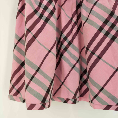 バーバリーブルーレーベル BURBERRY BLUE LABEL ノバチェック フリル ベルト付き チュニック ノースリーブ シャツ ワンピース レディース 36