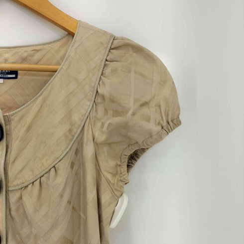 バーバリーブルーレーベル BURBERRY BLUE LABEL ノバチェック パフスリーブ ハーフボタン フレアワンピース レディース 36