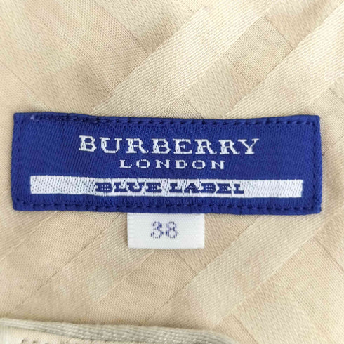 バーバリーブルーレーベル BURBERRY BLUE LABEL ノバチェック パフスリーブ ハーフボタン フレアワンピース レディース 36