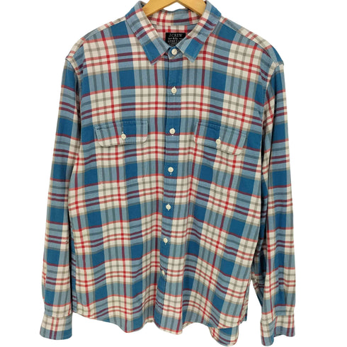 ジェイクルー J.CREW ダブルポケット マドラスチェック ライトネルシャツ メンズ import:L