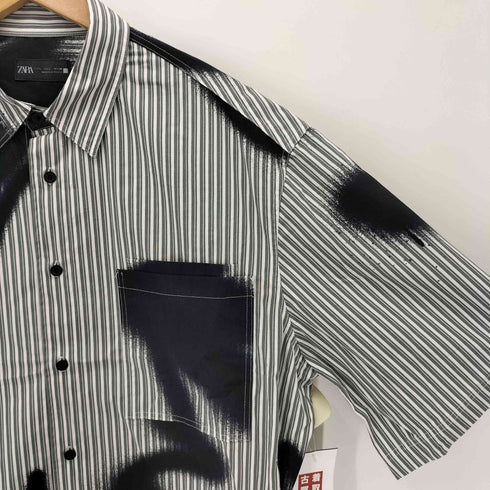 ザラ ZARA エアブラシプリント ストライプシャツ メンズ JPN:L