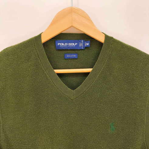 ポロゴルフラルフローレン POLO GOLF RALPH LAUREN 同色 ポニー刺繍 Vネック コットン ニット ベスト メンズ import:M