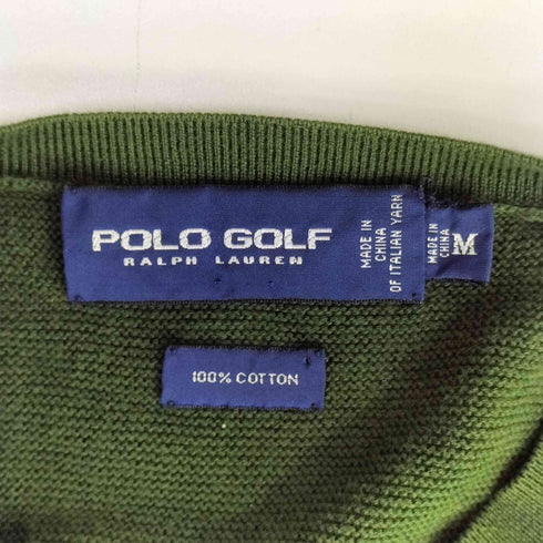 ポロゴルフラルフローレン POLO GOLF RALPH LAUREN 同色 ポニー刺繍 Vネック コットン ニット ベスト メンズ import:M