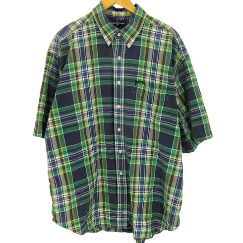 ラルフローレン RALPH LAUREN 90S BLAIRE チェック柄 BD S/S シャツ メンズ import:XXL