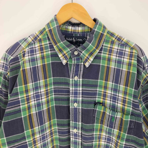 ラルフローレン RALPH LAUREN 90S BLAIRE チェック柄 BD S/S シャツ メンズ import:XXL