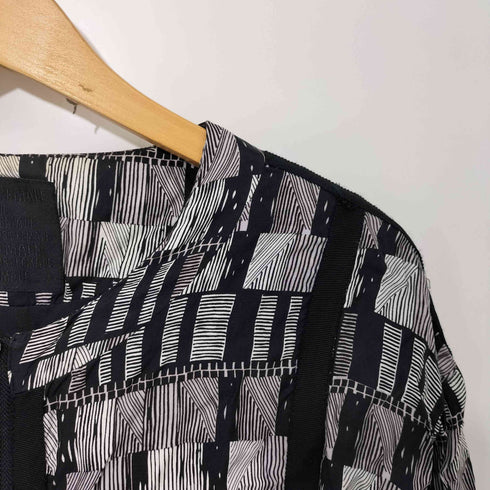 JUST FEMALE YALL BOMBER 総柄 裾ドローコード ノーカラー ジャケット レディース 38