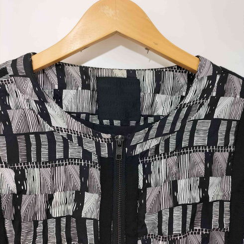 JUST FEMALE YALL BOMBER 総柄 裾ドローコード ノーカラー ジャケット レディース 38