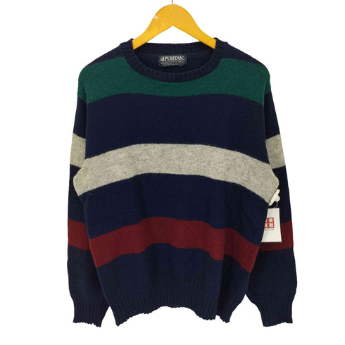ピューリタン PURITAN 80-90S USA製 ボーダー ウール ニット セーター メンズ import:L