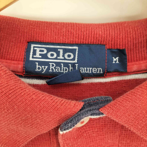 ポロバイラルフローレン Polo by RALPH LAUREN 90S ポニー刺繍 ワッフル地 マルチボーダー S/S ポロシャツ メンズ import:M