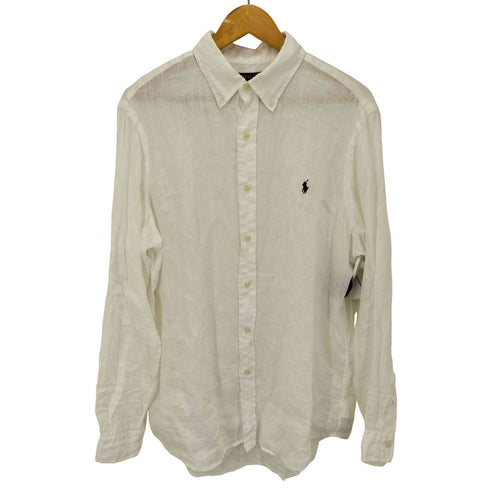 ポロラルフローレン POLO RALPH LAUREN CLASSIC FIT リネン ポニー 刺繍 L/S ボタンダウン シャツ メンズ import:L