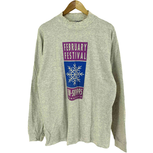 LA LOVING 90s イベント プリント モックネック L/S Tシャツ メンズ XL
