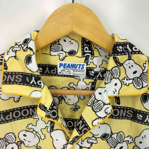 ピーナッツ PEANUTS キャラクタープリント スリーピング ボーダー パジャマシャツ メンズ