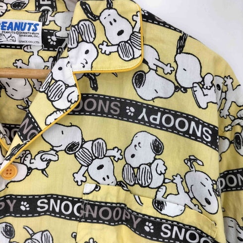 ピーナッツ PEANUTS キャラクタープリント スリーピング ボーダー パジャマシャツ メンズ