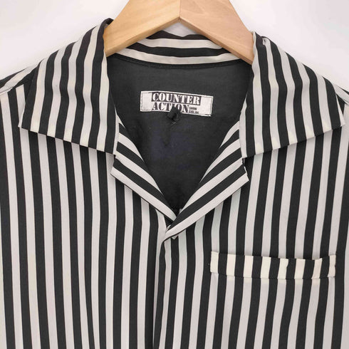 COUNTER ACTION ストライプ スナップボタン オープンカラー L/S シャツ メンズ import:M