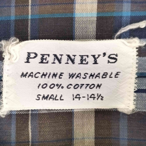 ペニーズ PENNEYS 60S L/S チェック 開襟 シャツ ボックス メンズ 14 1/2
