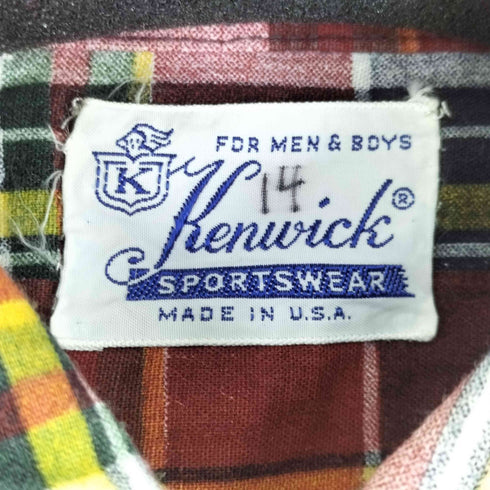 Kenwick 50-60S S/S チェック シャツ メンズ JPN:S