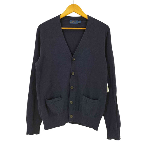 ポロラルフローレン POLO RALPH LAUREN 現行タグ ポニー無し 羊革エルボーパッチ ウール カーディガン メンズ import:M