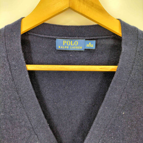 ポロラルフローレン POLO RALPH LAUREN 現行タグ ポニー無し 羊革エルボーパッチ ウール カーディガン メンズ import:M