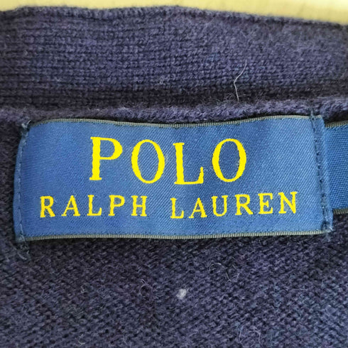 ポロラルフローレン POLO RALPH LAUREN 現行タグ ポニー無し 羊革エルボーパッチ ウール カーディガン メンズ import:M