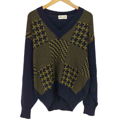 ピエールカルダン pierre cardin 総柄 切替 ウール Vネックニット メンズ import:L