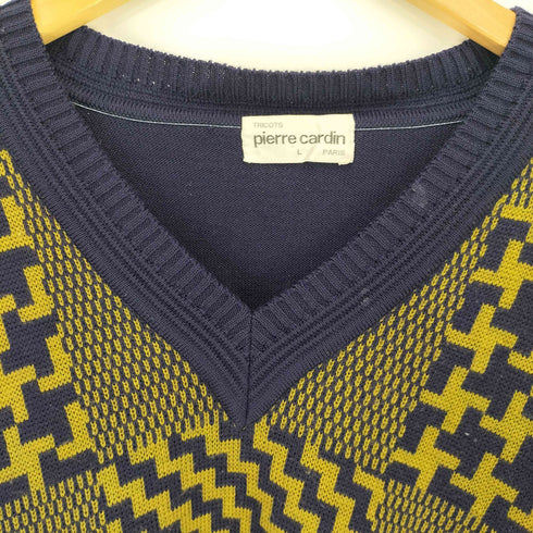 ピエールカルダン pierre cardin 総柄 切替 ウール Vネックニット メンズ import:L