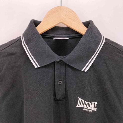 ロンズデール LONSDALE リブストライプ ロゴ刺繍 ポロシャツ メンズ import:M