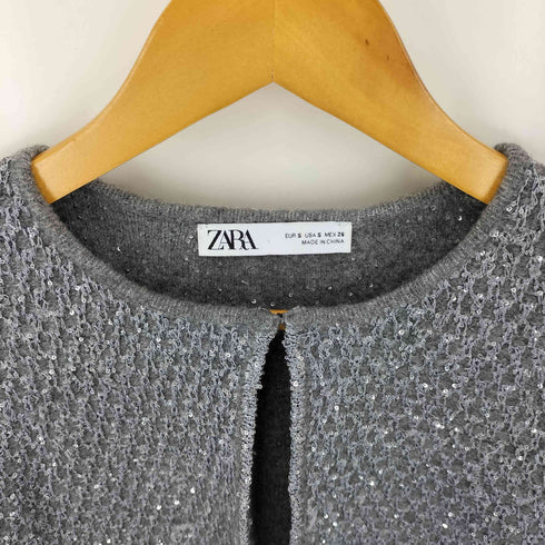 ザラ ZARA メタリック ニット スパンコール オープン カーディガン レディース import:S