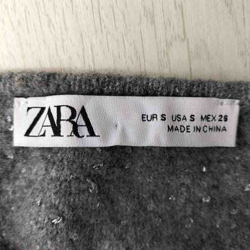 ザラ ZARA メタリック ニット スパンコール オープン カーディガン レディース import:S